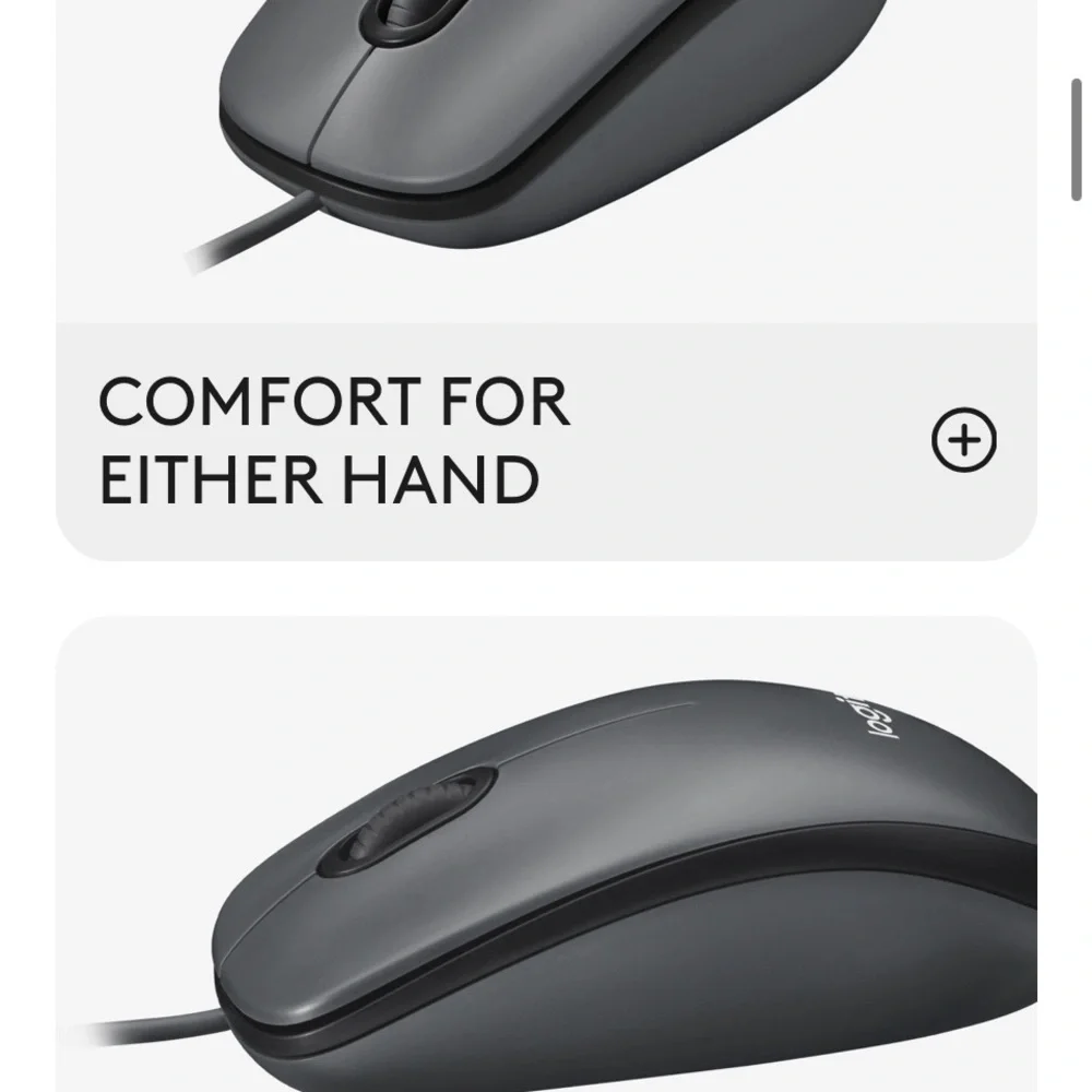 Logitech M100 Wired Mouse in Black New In Box
